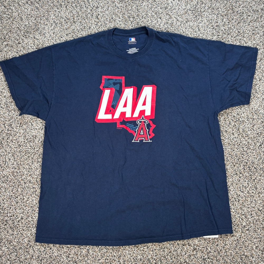 MLB Los Angeles Angels T-Shirt Men's 2XL Navy Blue LAA Graphic Tee Baseball